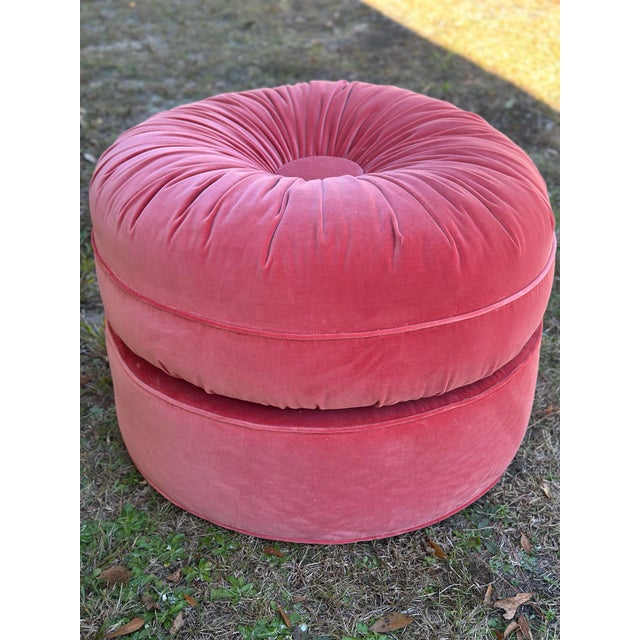 Contemporary Tall Velvet Ottoman For Sale - Image 3 of 7