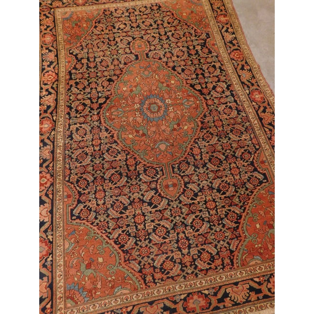 Blue 1900s Antique Persian Farahan Rug For Sale - Image 8 of 13