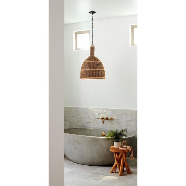 Textile Coastal Contemporary Kuba Seagrass Pendant Light Small For Sale - Image 7 of 10