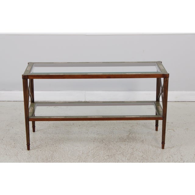 Age: Approx: 20 Years Old Details: Beveled Glass Top Nice Paint Decorated Finish Fluted Legs Condition: Excellent Original...