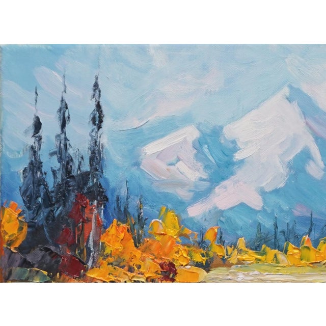 Impressionist Original Oil Landscape, Autumn Colors in the Mountains For Sale - Image 3 of 5