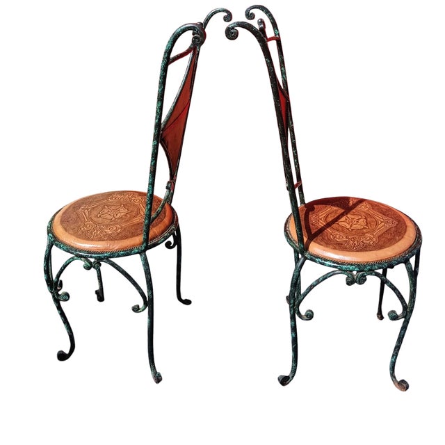 Brutalist Exceptional Pair of Elegant Iron and Leather Brutalist 1970s French Chairs With Enduring Strength. For Sale - Image 3 of 12