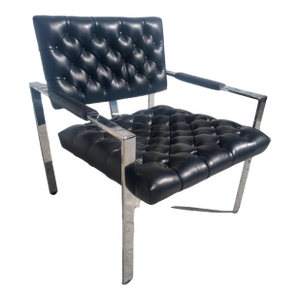 Attributed Milo Baughman Mid 20th Century Leather Lounge Chair