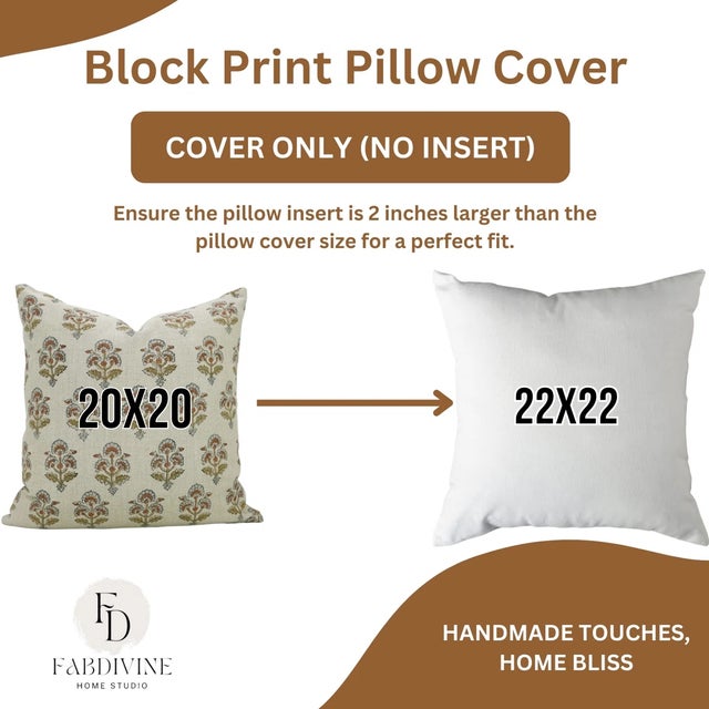 Fabdivine Indian Block Print Cushion Cover 20x20 Inch Viscose Linen-Traffic Light For Sale - Image 4 of 4