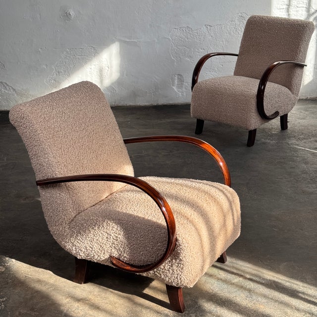 Wood H-410 Armchairs by Jindrich Halabala for Up Závody, 1930s, Set of 2 For Sale - Image 7 of 15
