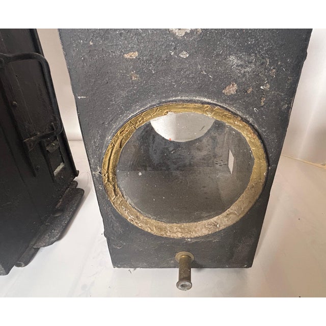 Black Vintage Railroad Lanterns From Denmark - a Pair For Sale - Image 8 of 12