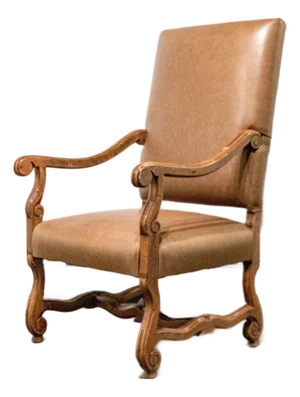 Antique Louis XIV Style Leather Upholstered Armchair