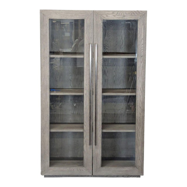 Restoration Hardware Machinto Glass Double Door Cabinet For Sale