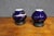 Blue Pair of Japanese Cobalt Blue Porcelain Vases With Copper Overlay For Sale - Image 8 of 12