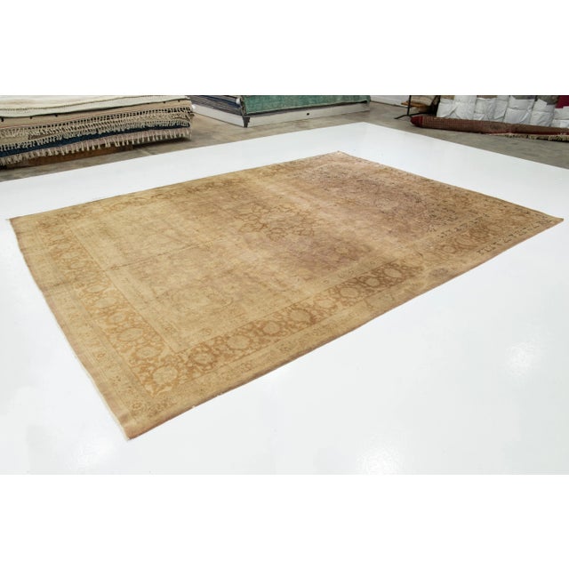 20th Century Persian Tabriz Wool Rug in Tan Color Allover Design For Sale - Image 4 of 10