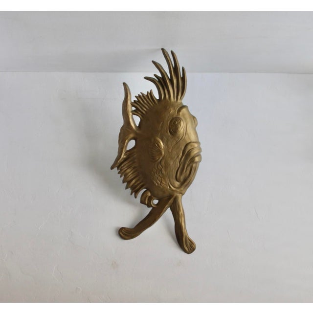 S. Lascoux Brass Finish Large Fish Wall Sculpture Mid-Century Vintage For Sale - Image 14 of 15