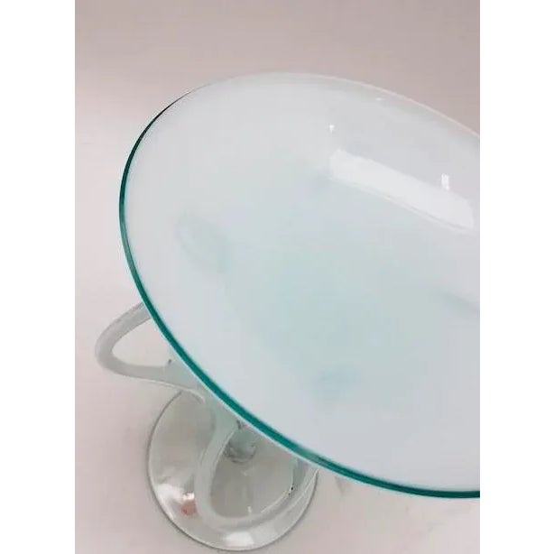 Glass 1980s Jozefina Krosno Octopus/Jellyfish Glass Pedestal in Pale Green, Blue and White For Sale - Image 7 of 12