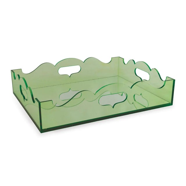 Port 68 Queen Anne Green Lucite Tray For Sale - Image 4 of 4