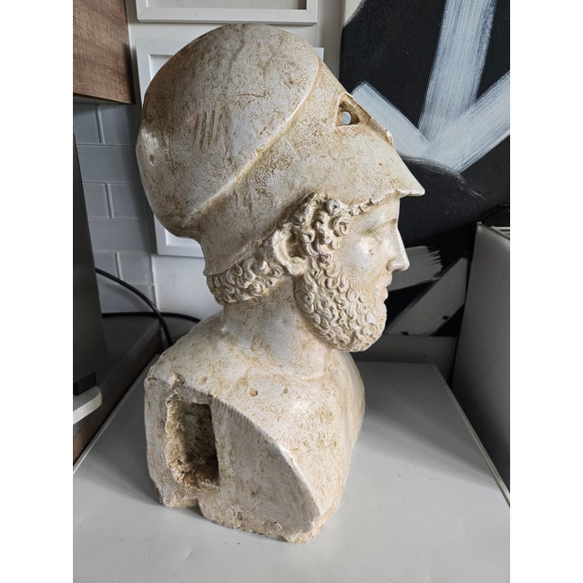 Large Plaster Neoclassical Bust of Pericles sold as found in very good condition with a beautiful stone finish.