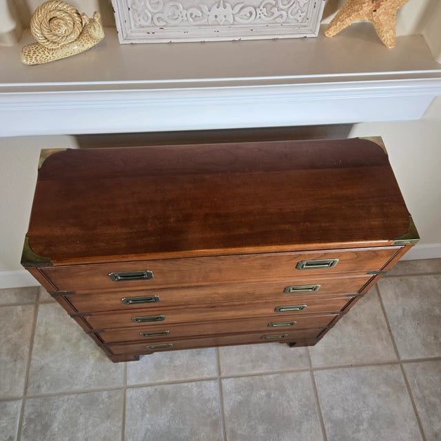 Our latest estate features a wide selection of well cared for furniture like the campaign style chest of drawers seen...