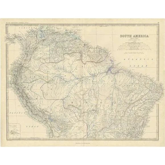 Mid 19th Century Antique Map of South America by A.K. Johnston, 1865 For Sale - Image 5 of 5
