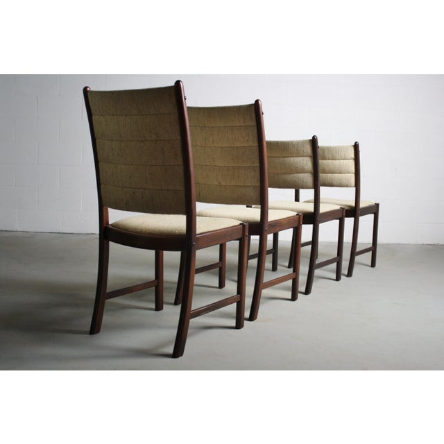1970s Danish Modern Dining Chairs in Afromosia and Knit Fabric - A Set of 4 For Sale - Image 5 of 12