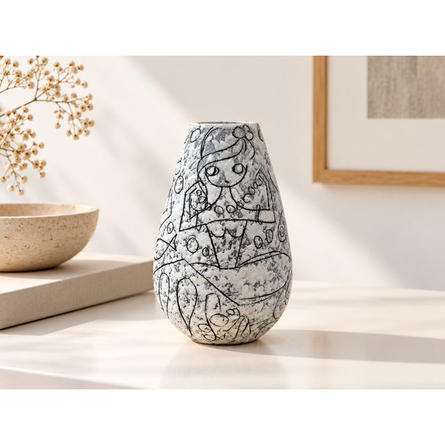 Rare ceramic vase by Ruscha with the "Filigran" decoration, designed in 1960 by Adele Bolz. This decoration, produced for...