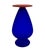 Cobalt Blue Satin Glass Vase With Orange Base - 9" Tall For Sale - Image 4 of 10