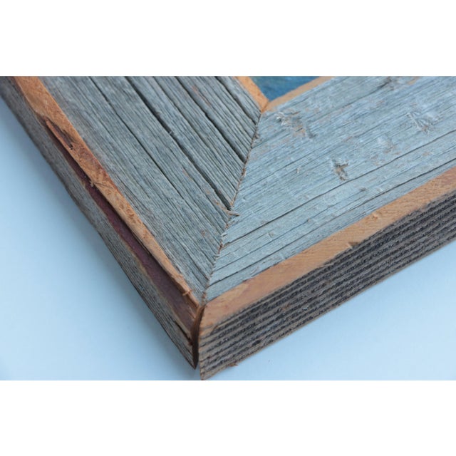 Late 20th Century Vintage Coastal Painting Framed in Reclaimed Wood For Sale - Image 5 of 6