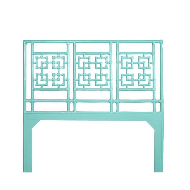 Coastal Palm Springs Platform Bed Queen, Turquoise For Sale - Image 3 of 7