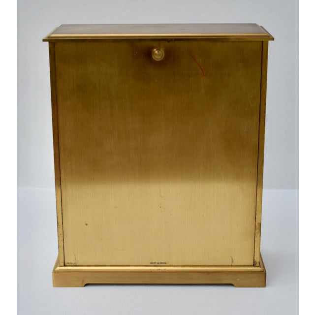Vintage Bulova Heavy Brushed Brass Quartz Roman Numera Desk/Mantle Clock For Sale - Image 10 of 13