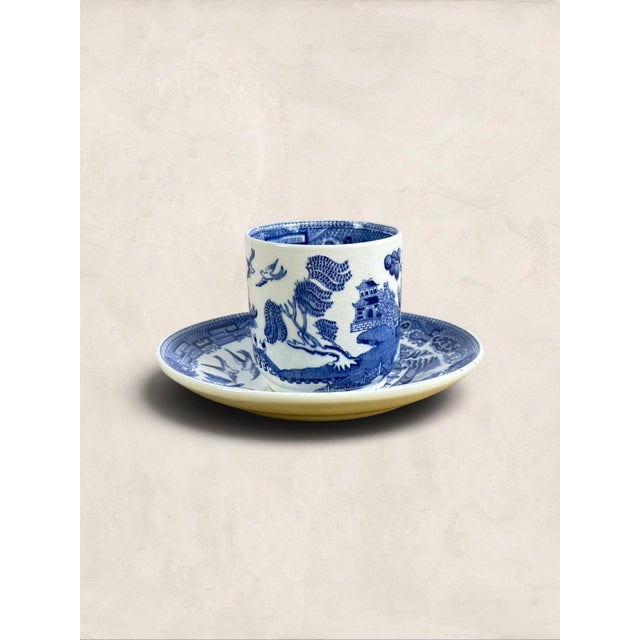 Antique English Wedgwood ‘Willow’ Coffee Cup and Saucer For Sale - Image 4 of 8