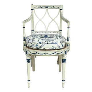 1960s Hand Painted Adam Style Armchair in "Le Joueur De Flute" For Sale
