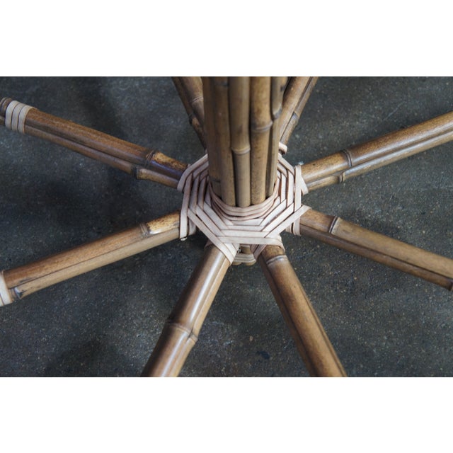 McGuire Mid Century Modern Octagonal Bamboo Dining Table & 8 Target Back Chairs For Sale - Image 10 of 18