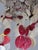 Vintage Mid-Century Modern Red & White Capiz Shell Hanging Chandelier Sculpture For Sale - Image 9 of 11