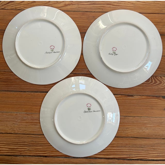 Victorian Set of 10 Antique T&v Limoges Hand-Painted Orchid Cabinet Plates for Ovington Bros., Circa 1895 For Sale - Image 3 of 12