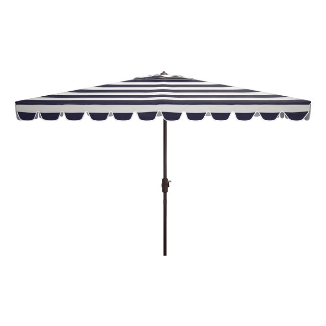 Vienna 6.5X10Ft Rectangle Crank Umbrella, Black & White For Sale