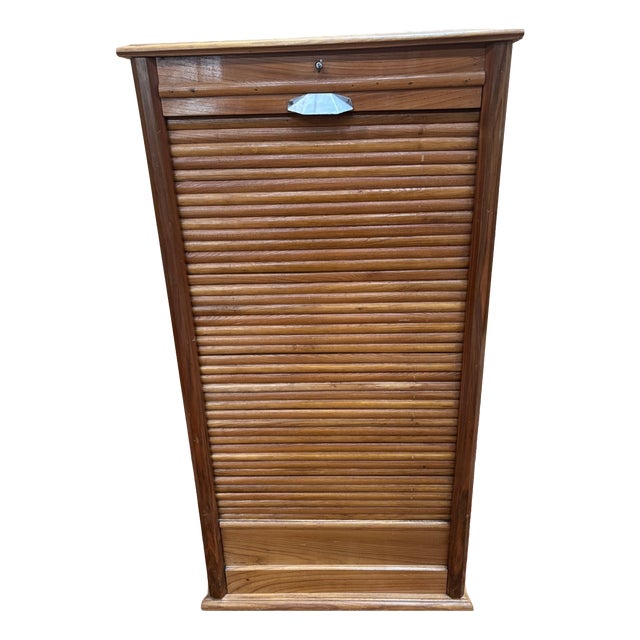 Vintage Roll-Top Filing Cabinet in Oak, 1950s For Sale