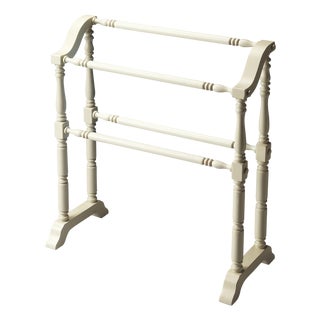Lillian 28 in. W Rectangular Wood 2 Rail Traditional Blanket Stand, Cottage White For Sale