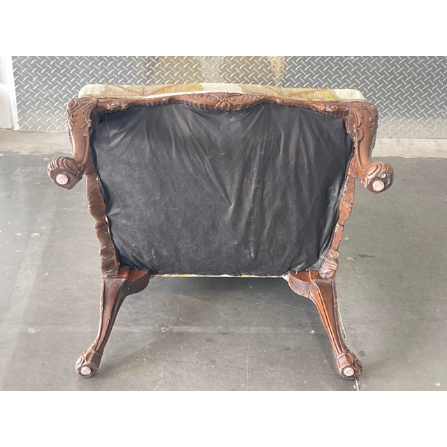 Antique Carved Mahogany Library Chair, Recently Reupholstered For Sale - Image 11 of 12