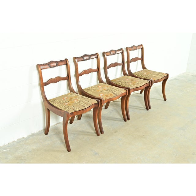 John M Smyth Kindel Furniture Style Regency Carved Solid Mahogany Dining Chairs, Set of Four For Sale - Image 4 of 13