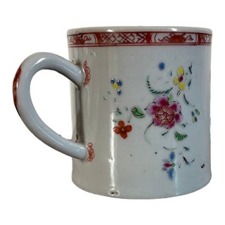 Small Antique 18th Century Chinese Export Porcelain Famille Rose Mug or Coffee Can For Sale