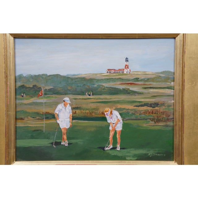 Late 20th Century Sankaty Golf Course Nantucket, Ma Oil Landscape Painting Bettie J. Sarantos For Sale - Image 4 of 12