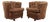 Pair of Mid 20th Century Full Grain Suede Leather Rolling Club Chairs For Sale