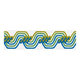 SAMPLE - Schumacher The Twist Embroidered Tape In Peacock For Sale