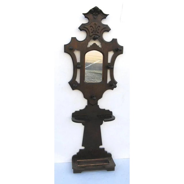 1870 Victorian Walnut Hall Tree With Mirror For Sale - Image 10 of 10