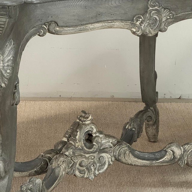 Gray 19th Century French Régence Hand-Carved & Painted Center Table For Sale - Image 8 of 18