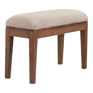 Elegant Small French 40's Cerused Oak and Shearling Bench