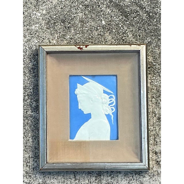 Hollywood Regency Vintage Italian Glazed Ceramic Profile Tile For Sale - Image 3 of 12