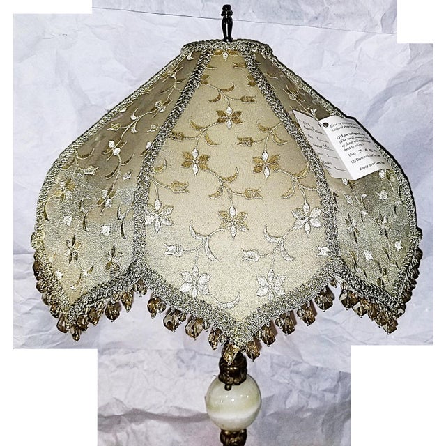 Handmade in upstate NY but 1 large family business, this 1980s solid brass and onyx table lamp is a Belle Epoch epitome...