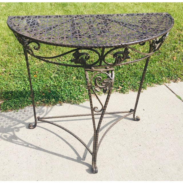 19th Century Hand Wrought Iron Half Moon Table Chairish