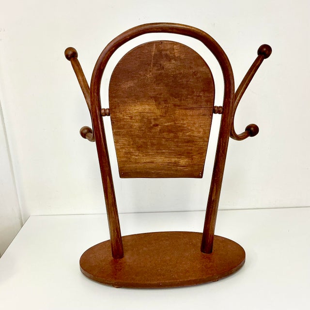 1940s Vintage Italian Boho Chic Bentwood Sticks and Ball Tabletop Mirror With Hat Rack, After Franco Albini For Sale - Image 13 of 16