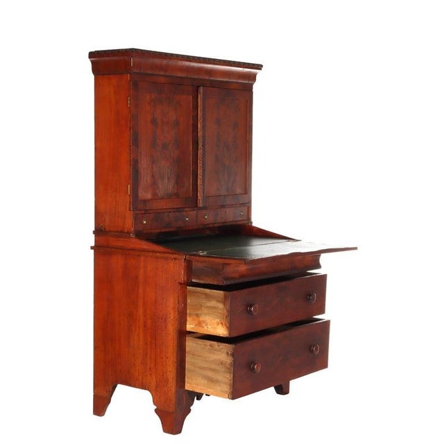 Traditional Antique Empire Classical Flame Mahogany Secretary Desk C1840 For Sale - Image 3 of 18
