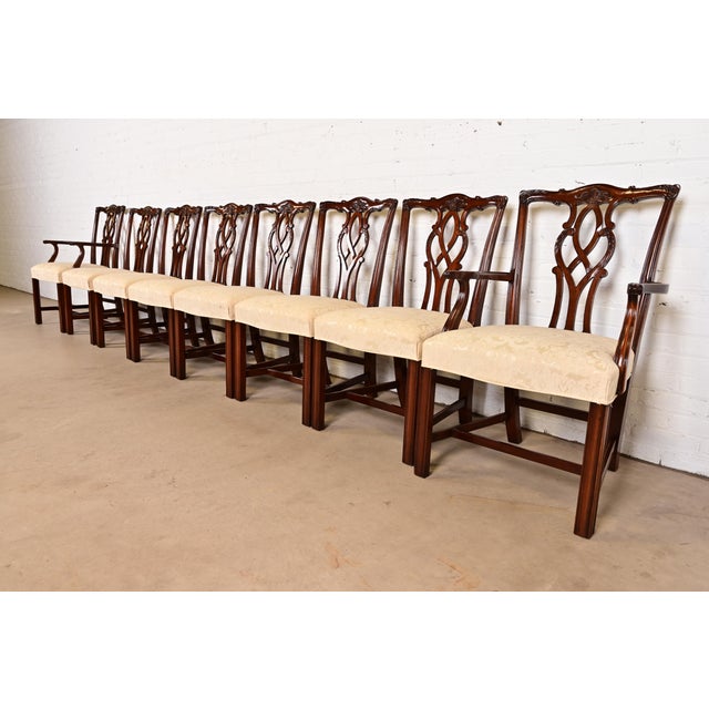 Kindel Furniture Georgian Carved Mahogany Side Chairs or Dining Chairs, Pair For Sale - Image 13 of 14