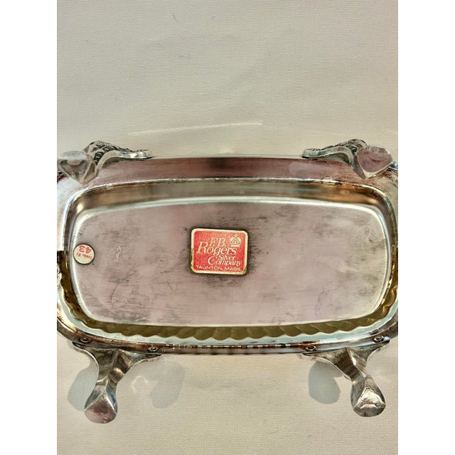 Vintage F B Rogers Silver Co Roll Top Baroque Butter Dish With Lion Mask Feet and Glass Liner For Sale - Image 9 of 9